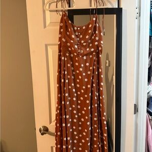 Abercrombie Polka Dot Maxi Dress in Brown and White